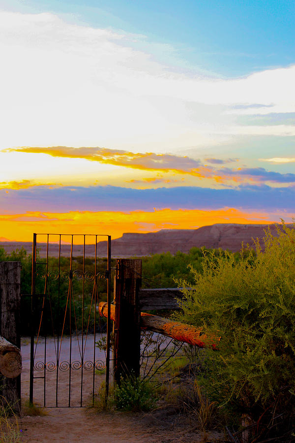 Nature Photograph - A sunset iron door to freedom by Nidia Dacosta