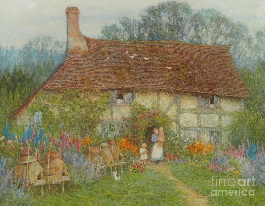 Helen Allingham Painting - A Surrey Cottage, 1880 by Helen Allingham