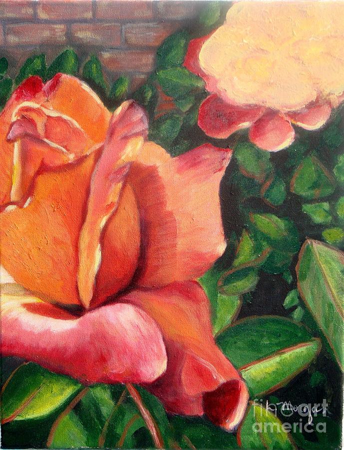 A Tale of Two Roses Painting by Laurie Morgan