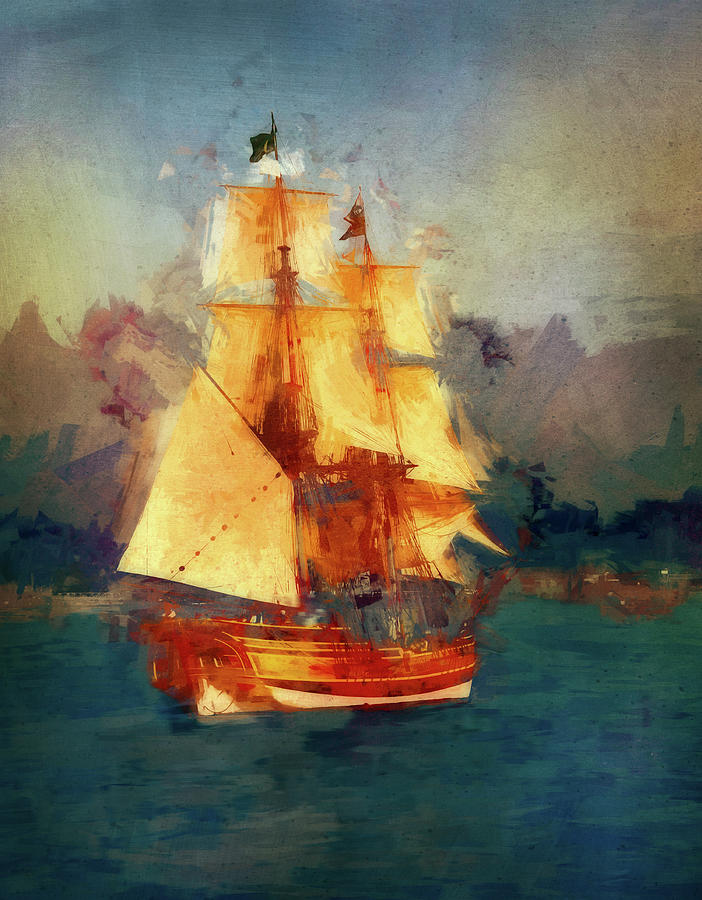 A Tall Ship Digital Art by Terry Davis
