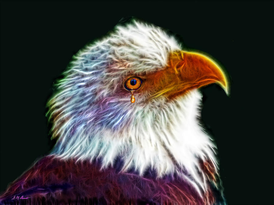Eagle Mixed Media - A Tear for America by Michael Durst