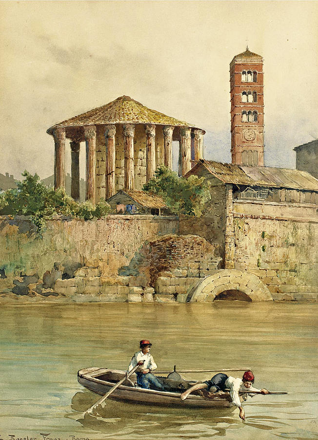 A Temple of Vesta Drawing by Ettore Roesler Franz