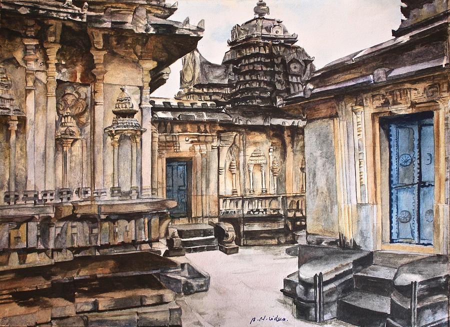 Architecture Painting - A temple perspective by Vidya Nagaraj