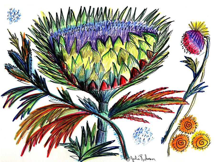 Flowers Painting - A Thistle by Julie Richman Flowers Painting - A Thistle by Julie Richman