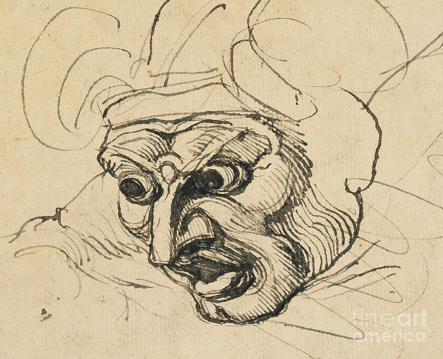 A Threatening Head Drawing by Henry Fuseli