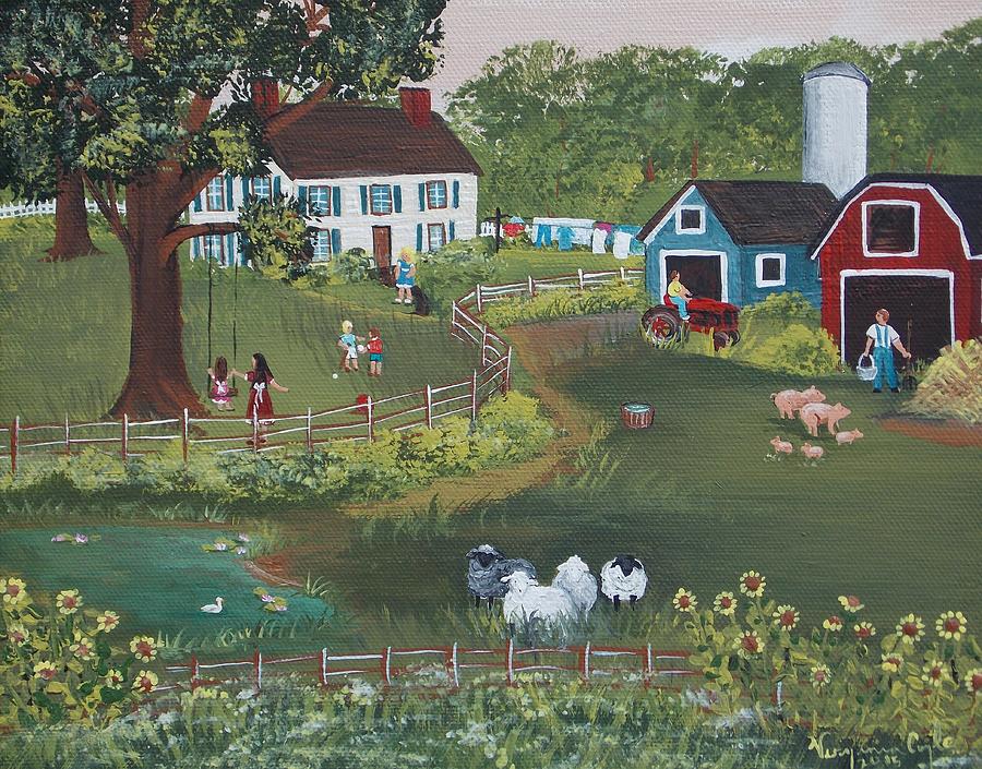 Sheep Painting - A Time to Play by Virginia Coyle