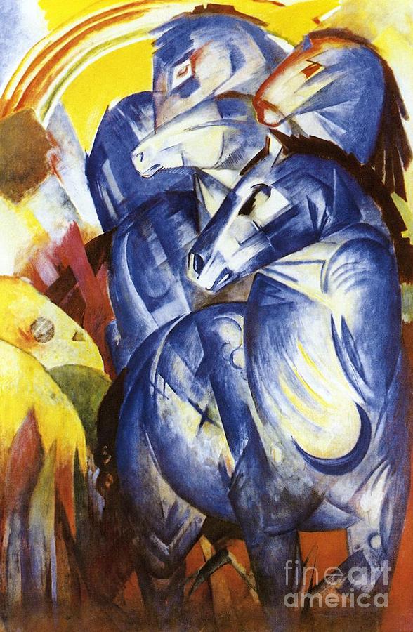 Franz Marc Painting - A Tower of Blue Horses by Franz Marc