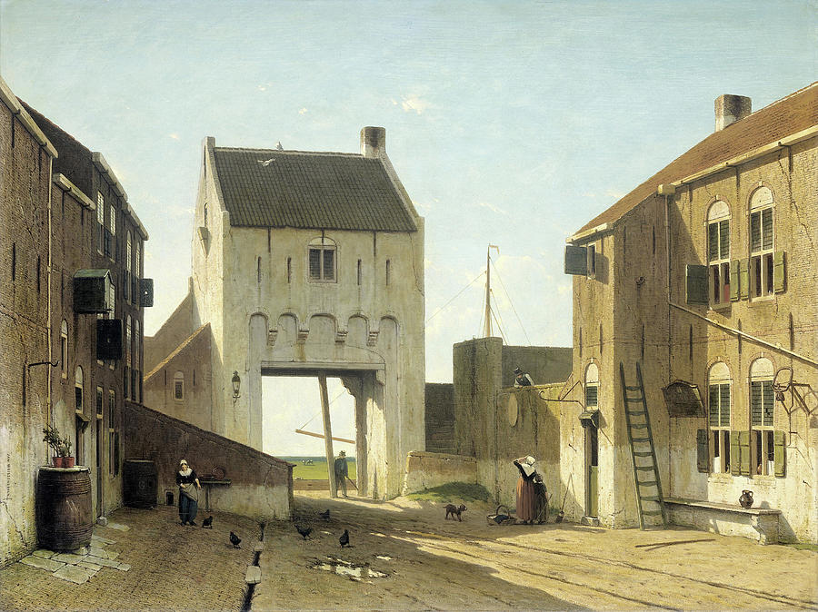A Town Gate in Leerdam Painting by Jan Weissenbruch