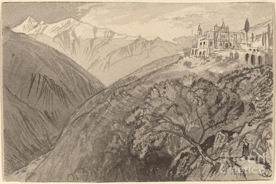 A Town On A Hilltop (sanctuary Of Lampedusa) Drawing by Edward Lear