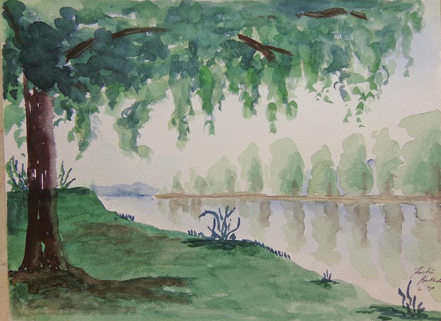 Tree Painting - A Tree at the River Main by Kerstin Berthold