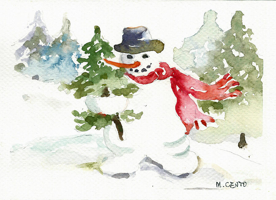 A Tree for Frosty Painting by Mafalda Cento