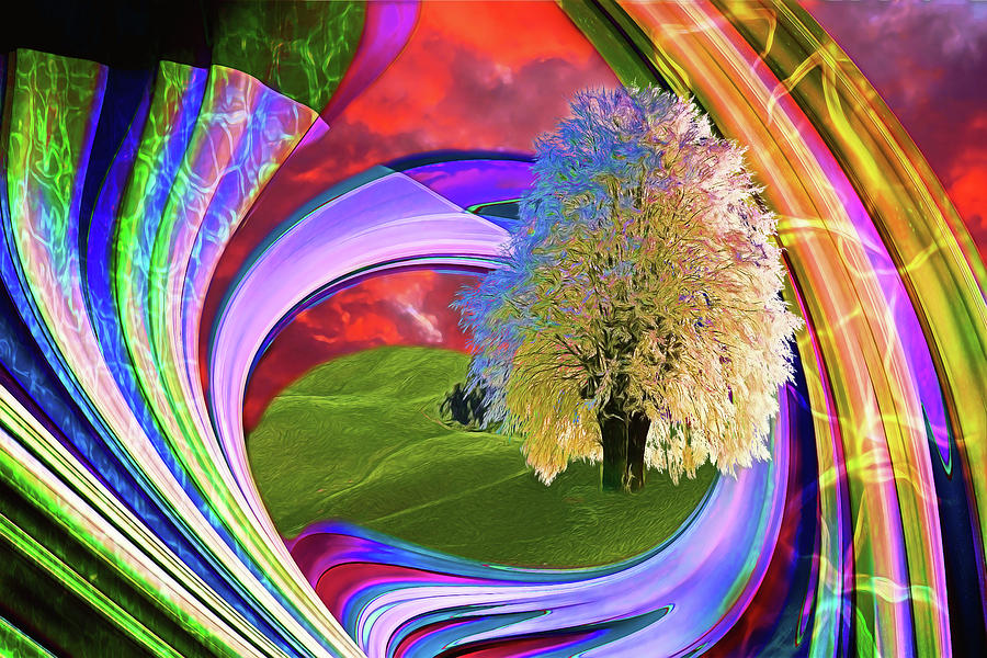 Abstract Digital Art - A Tree Grows by John Haldane