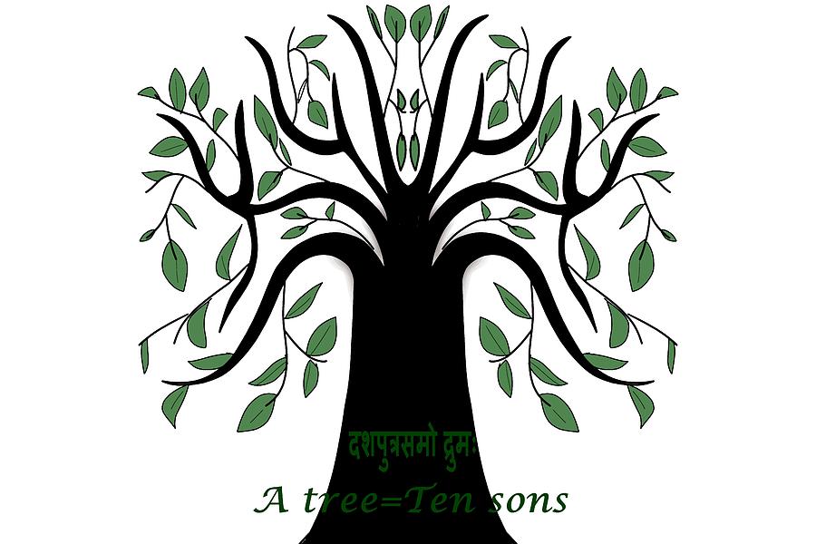 Nature Painting - A Tree is equal to Ten sons by Pratyasha Nithin