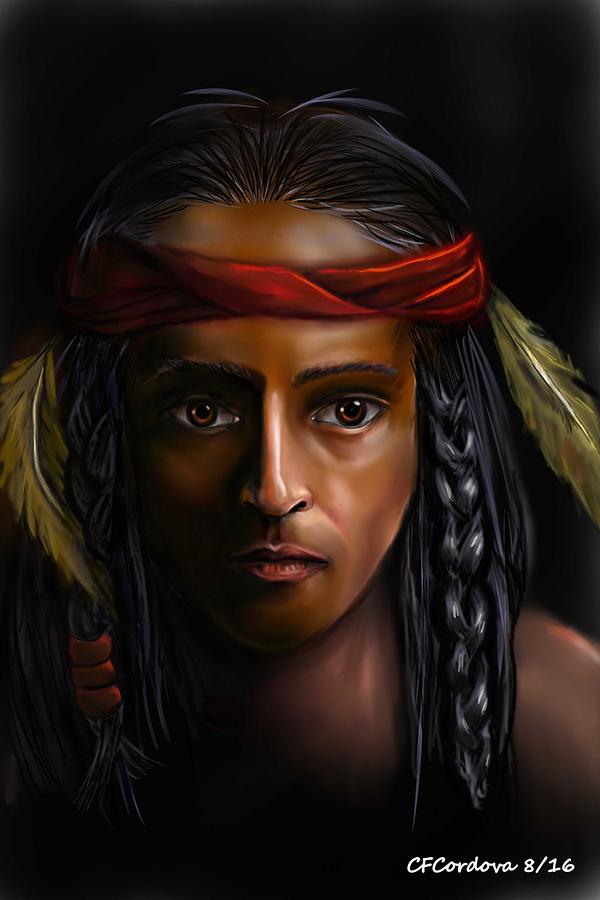 A Tribal Indian Man Digital Art by Carmen Cordova