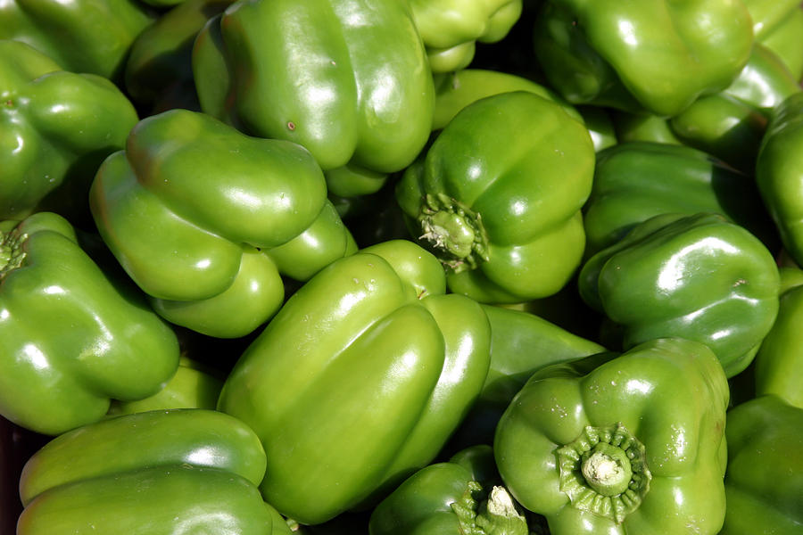 A Trip Through The Farmers Market Featuring Green Bell Peppers Photograph
