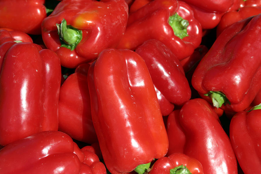A Trip Through The Farmers Market Featuring Red Bell Peppers Photograph
