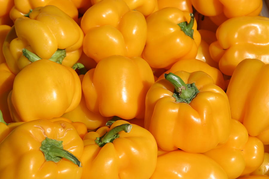 A Trip Through The Farmers Market Featuring Yellow Bell Peppers Photograph