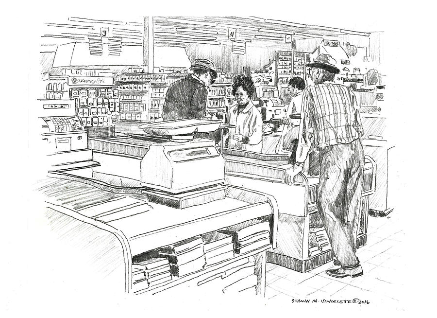 A Trip To Bays Thriftway, 1972 Drawing