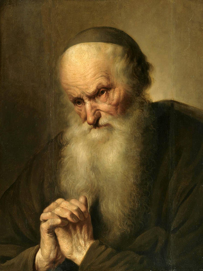 A Tronie of an an Old Man at Prayer Painting by Jacques des Rousseaux