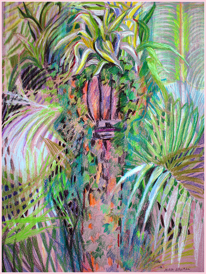 A Tropical Basket on a Post Mixed Media by Mindy Newman