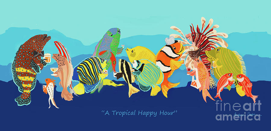 Tropical Fish Painting - A Tropical Happy Hour by Constance Depler Tropical Fish Painting - A Tropical Happy Hour by Constance Depler
