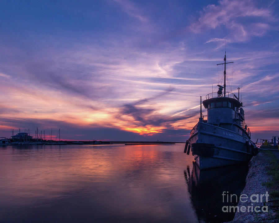 A Tugboat Sunset Photograph by Rod Best
