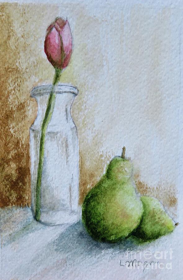 A Tulip and Two Pears Painting by Laurie Morgan