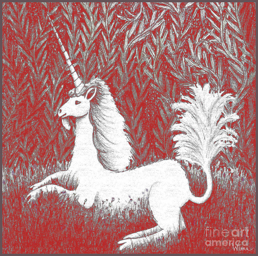 A Unicorn in Moonlight tapestry Digital Art by Lise Winne