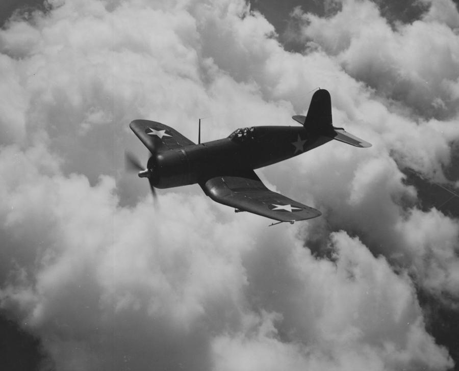 Jet Photograph - A US Navy Fighter Corsair In Flight by American School