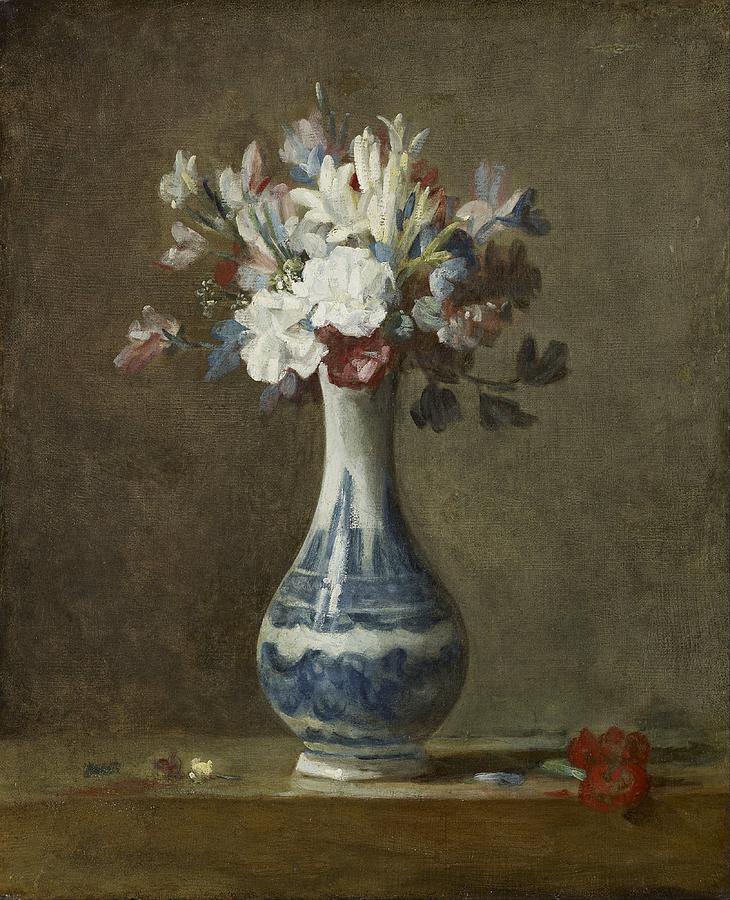 A Vase of Flowers by Jean-Baptiste-Simeon Chardin, 1750 Painting by Celestial Images