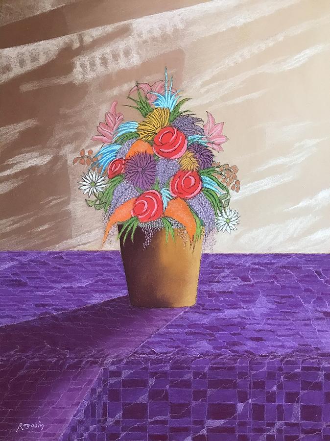 Flower Pastel - A Vase of Flowers II by Harvey Rogosin