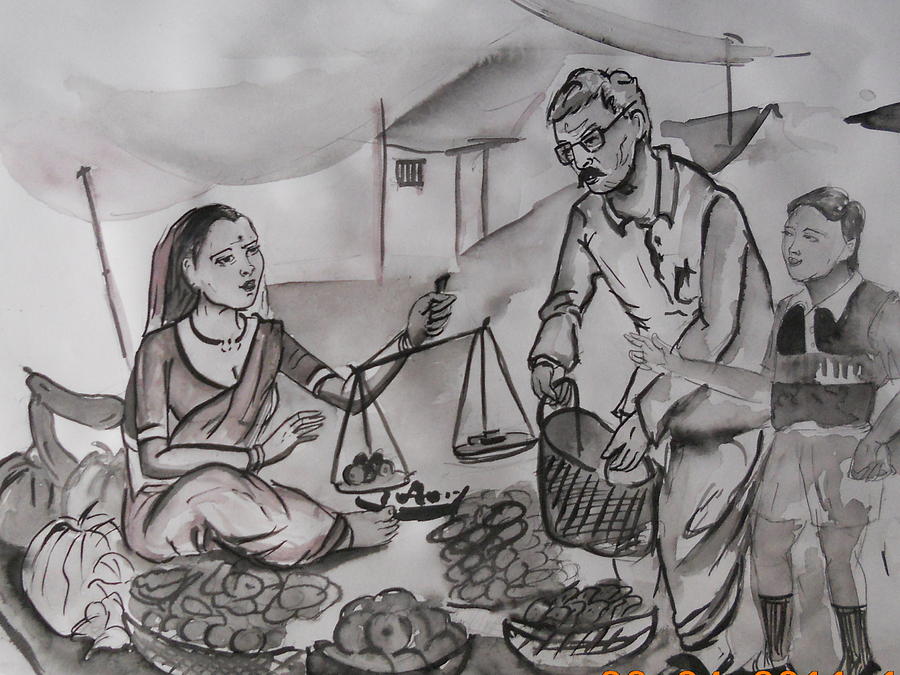 Vegetable Market Painting by Shreya Pote