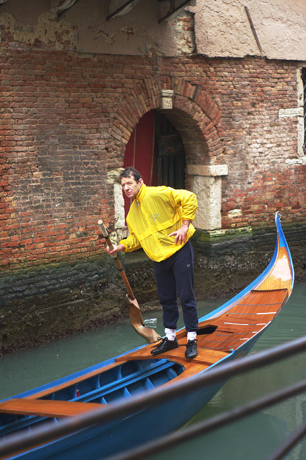 A Venetian And His Gondola Photograph by Suzanne Powers