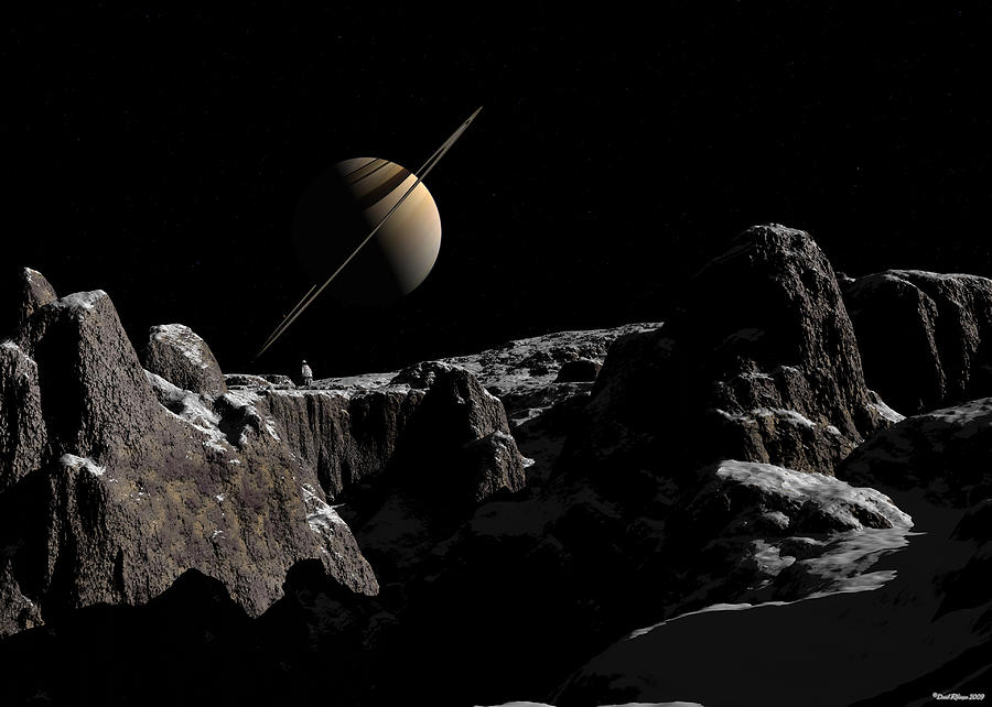 Planet Digital Art - A view from Iapetus by David Robinson