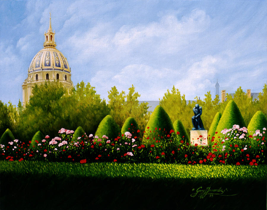 A View from Rodins Garden Paris, France Painting by Gary Hernandez