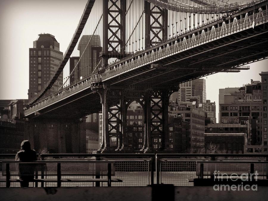 Architecture Photograph - A View from the Bridge - Manhattan Bridge New York by Miriam Danar