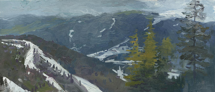 Mountain Painting - A View from the Mountain Bukovel 2011  by Denis Chernov