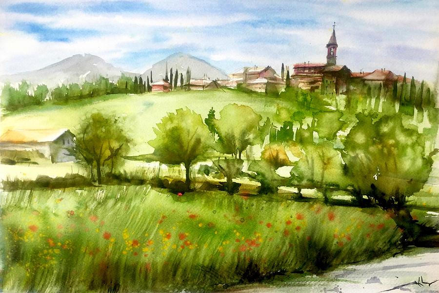 Nature Painting - A view from Tuscany by Katerina Kovatcheva