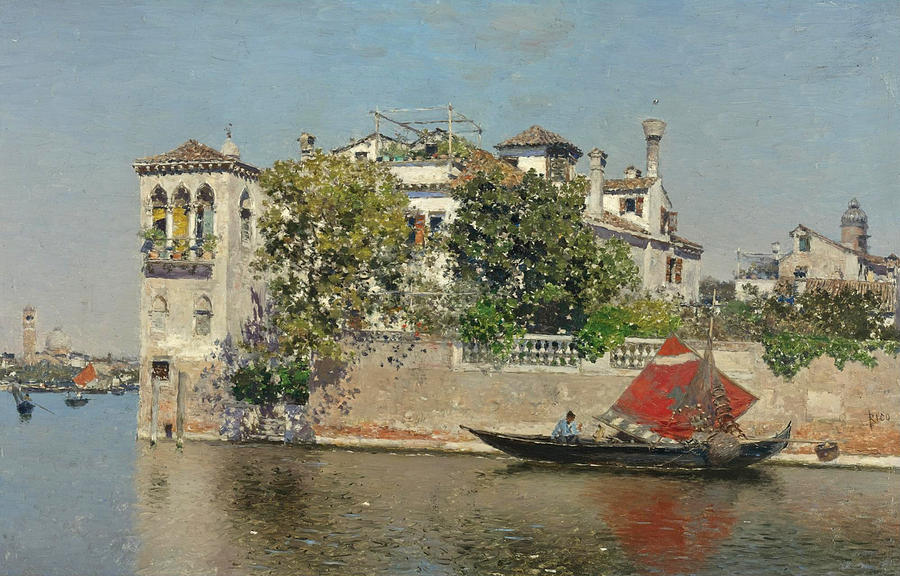 A View of a Venetian Garden Painting by Martin Rico