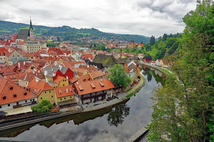 A View Of Cesky Krumlov And The Vltava River In The Czech Republic Photograph by Rick Rosenshein