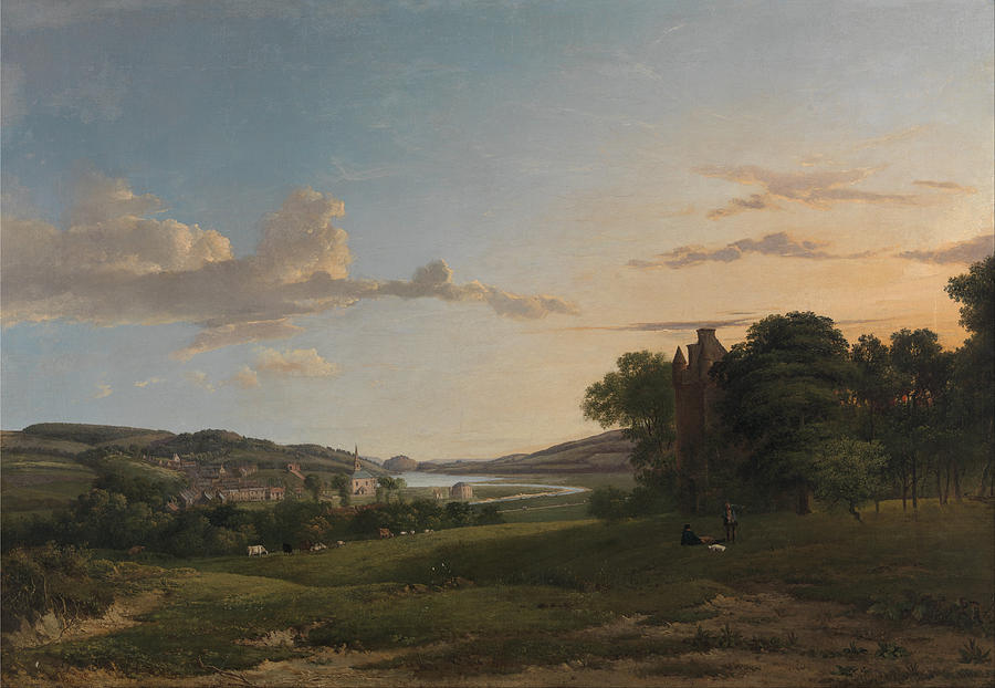 A View of Cessford and the Village of Caverton. Roxboroughshire in the Distance  Painting by Patrick Nasmyth