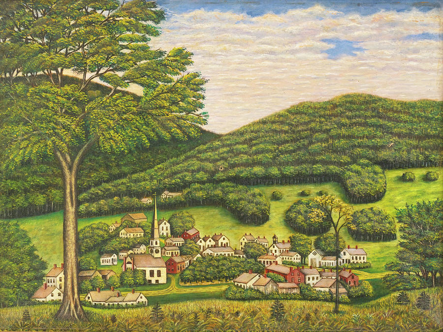 A View of Forestville New York Painting by American School 19th Century