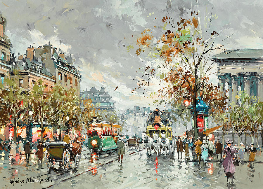 Paris Painting - A view of La Madeleine by Antoine Blanchard