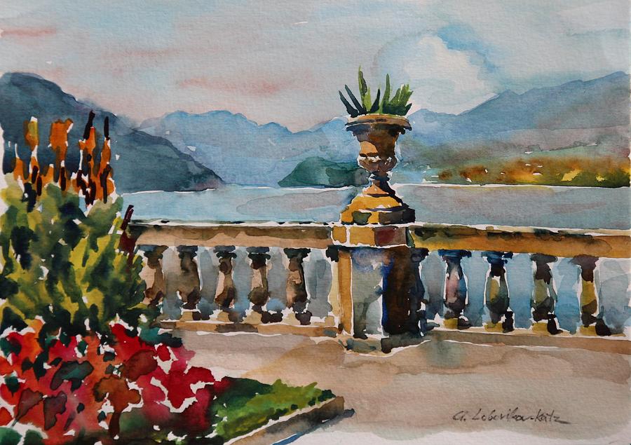 Villa Serbelloni Painting - A view of Lago di Como at Bellagio by Anna Lobovikov-Katz