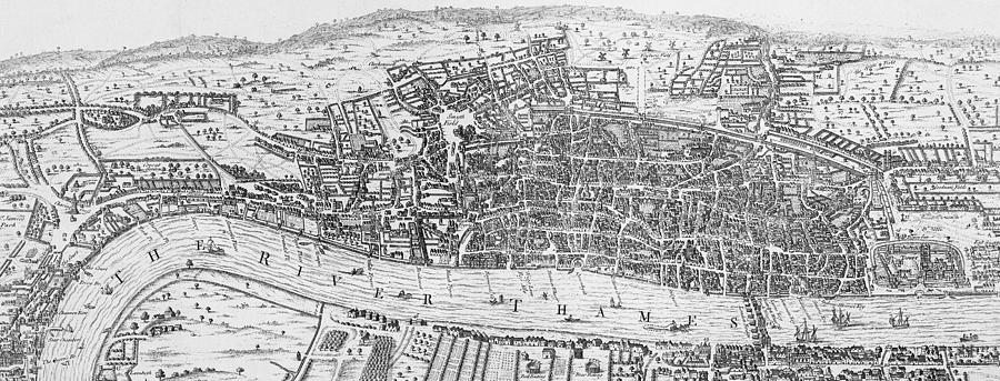 A view of London in the Sixteenth Century Drawing by English School