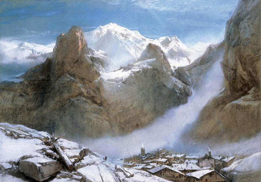 A View of Mont Blanc Drawing by Henry Bright