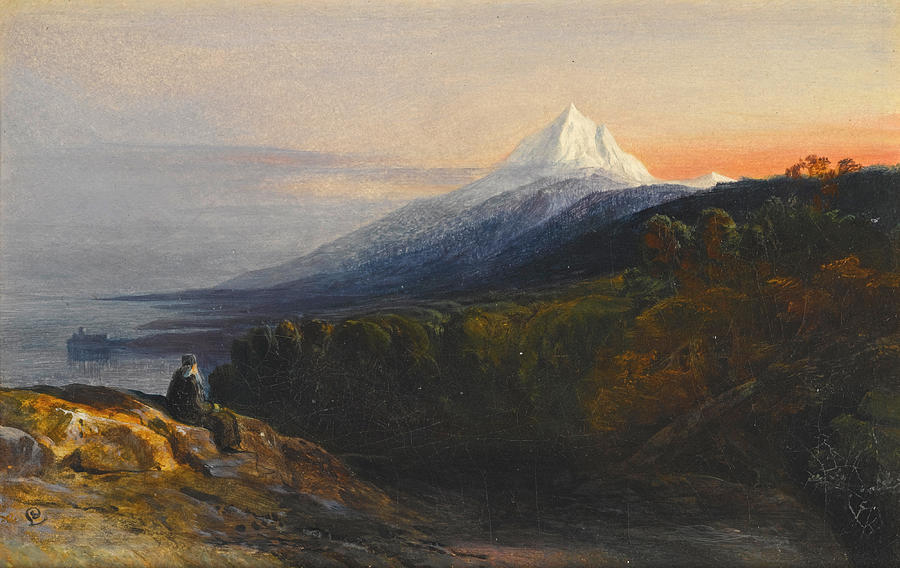 A View of Mount Athos and the Pantokrator Monastery Greece Painting by Edward Lear