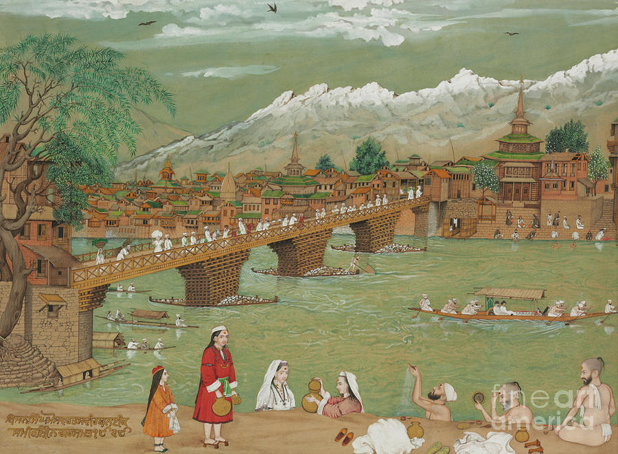 A view of Srinagar, 1872 Painting by Bishan Singh