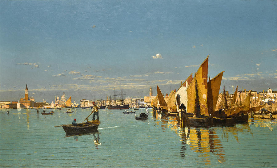 A View of St Marks Basin with the Punta Della Dogna Painting by Guglielmo Ciardi