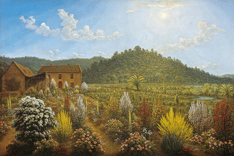 John Glover Painting - A view of the artists house and garden in Mills Plains Van Diemens Land by John Glover